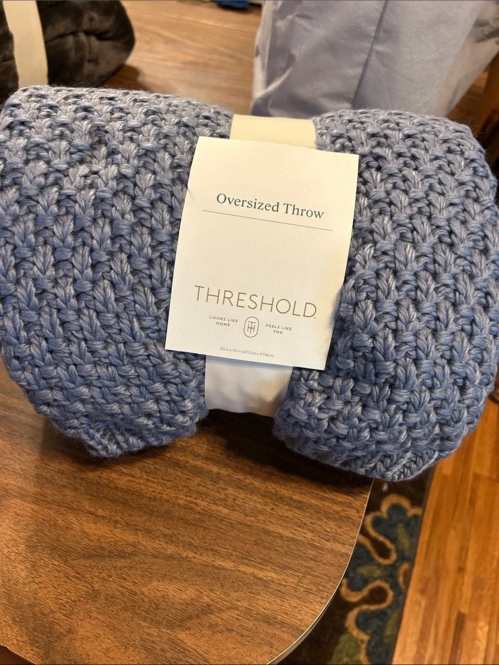 Threshold Chunky Knit Oversized Throw - Light Blue